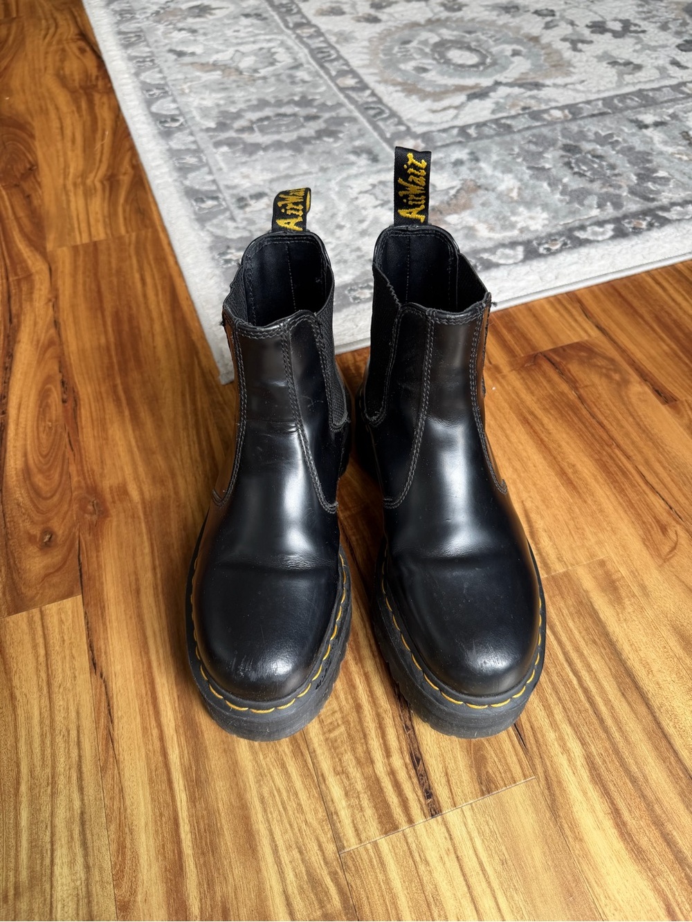 Black Platform Doc Marten Chelsea Boots - Picture 2 of 6